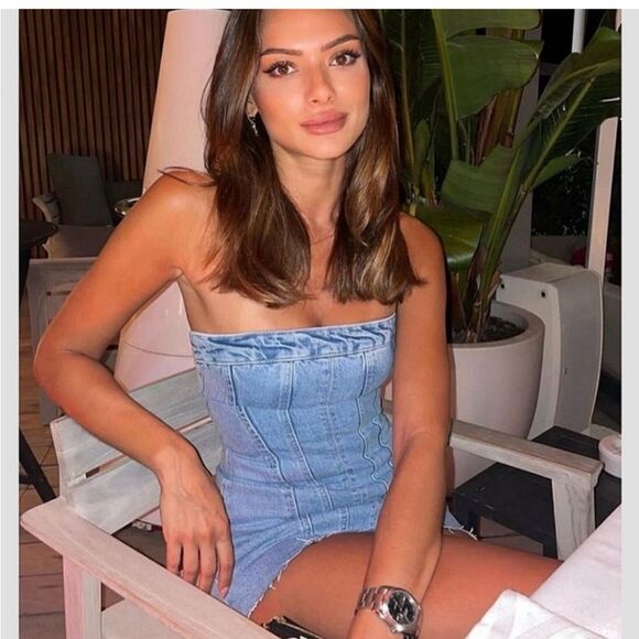 Zara NEW Denim Strapless Mini Dress Size XS - Picture 10 of 13